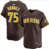 Men's San Diego Padres #75 Robert Suarez Brown 2024 Away Limited Stitched Jersey Dzhi,baseball caps,new era cap wholesale,wholesale hats